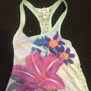 Tank top with see threw back size small teal color